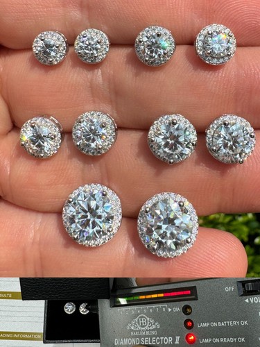 Real moissanite halo stud - real,